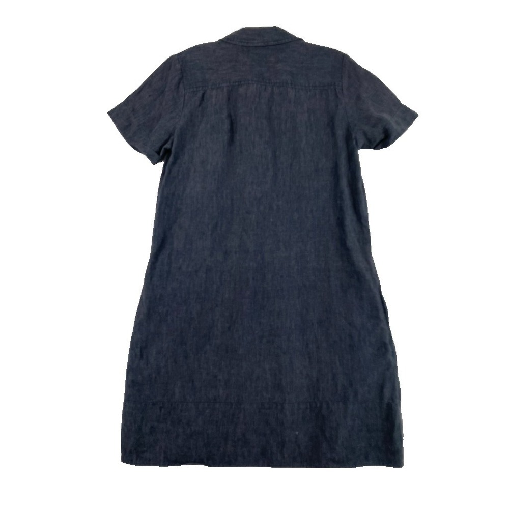 Garnet Hill 100% Linen Knee Length Dress Women Sz M Denim Blue Coastal - Picture 8 of 10